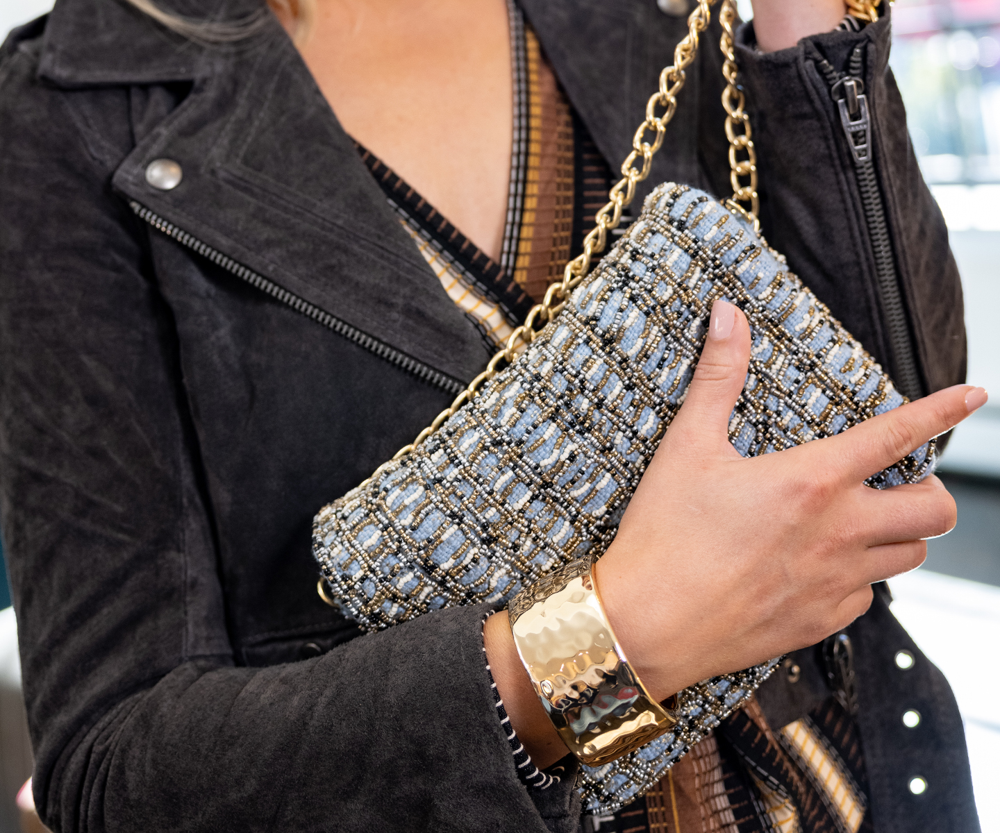 Woman holding handbag